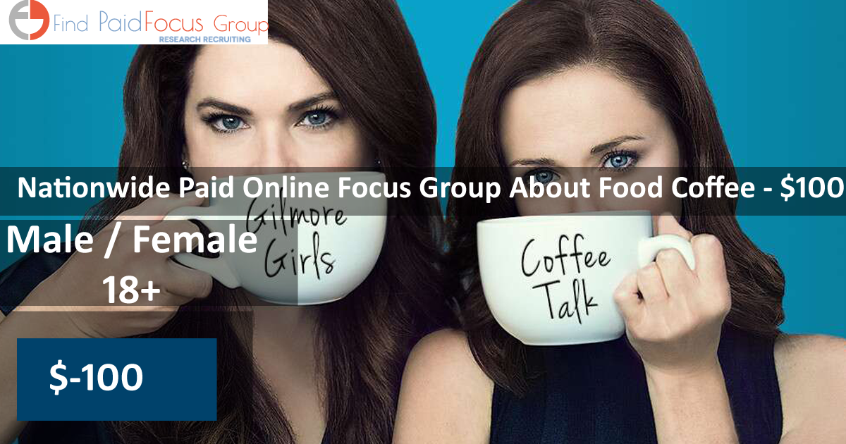 Nationwide Paid Online focus group about food coffee - $100