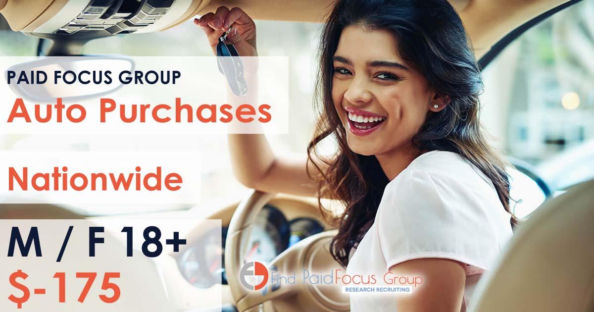 Nationwide Paid Online focus group about Auto Purchases- $175