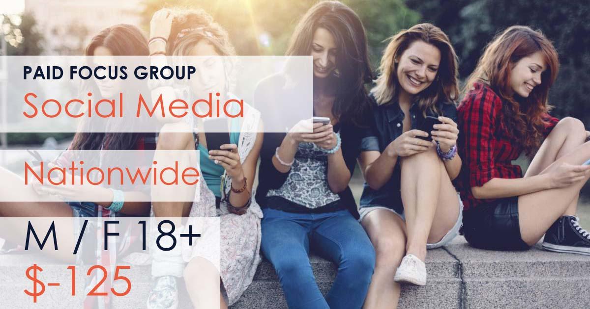 Paid Online focus group about social media - $125