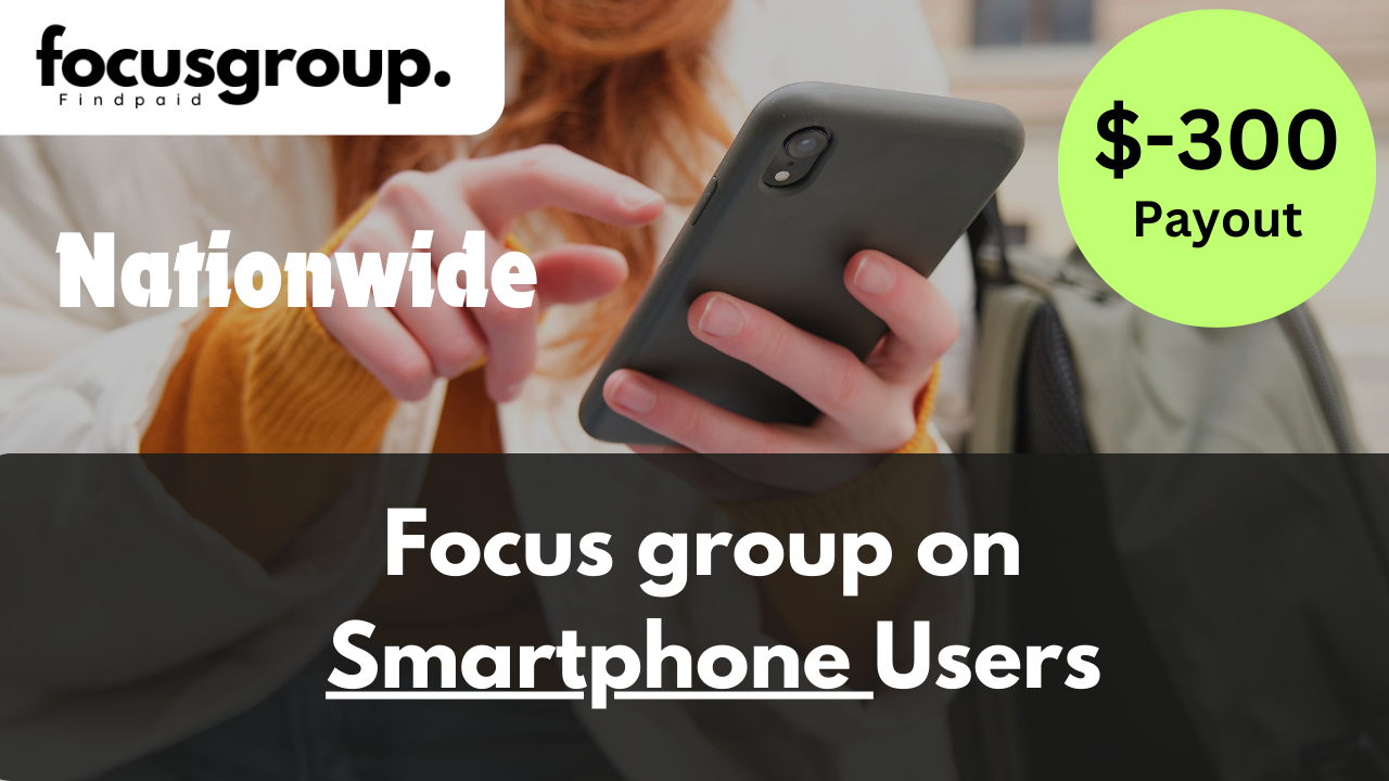 Focus Group on Smartphone users Study- $300