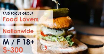 Nationwide Paid Online focus group about food lovers - $300