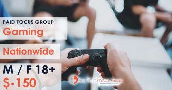 Nationwide Paid Online focus group about gaming - $150