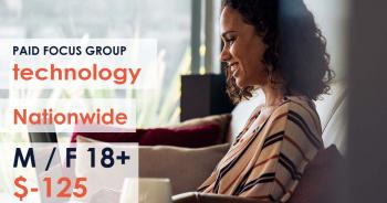 Nationwide Paid Online focus group about technology - $125