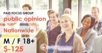 Nationwide Paid Online focus group about public opinion- $125